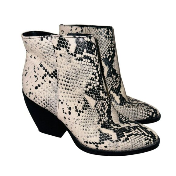 Madden Girl Klicck Black Faux Snakeskin Ankle Booties 7.5M Western Cowgirl Boot - Picture 4 of 10